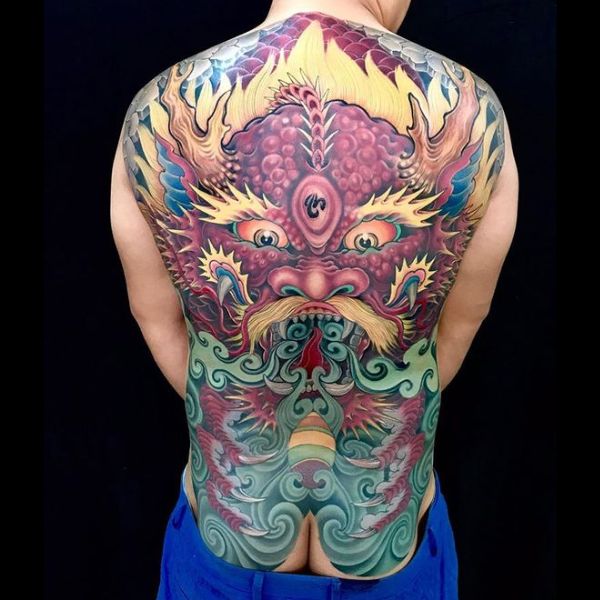 Tattoo Long kín sườn lưng mẫu