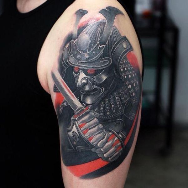 Tattoo samurai bắp tay chất cho nam