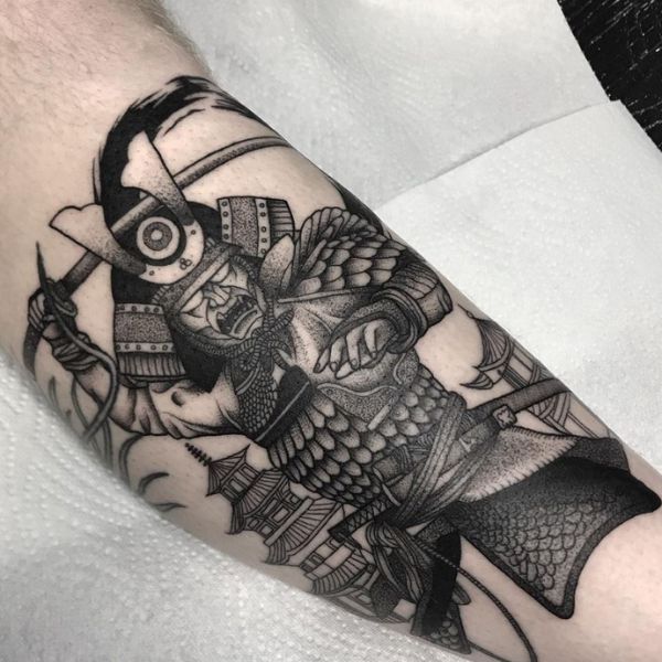 Tattoo samurai cánh tay cho nam
