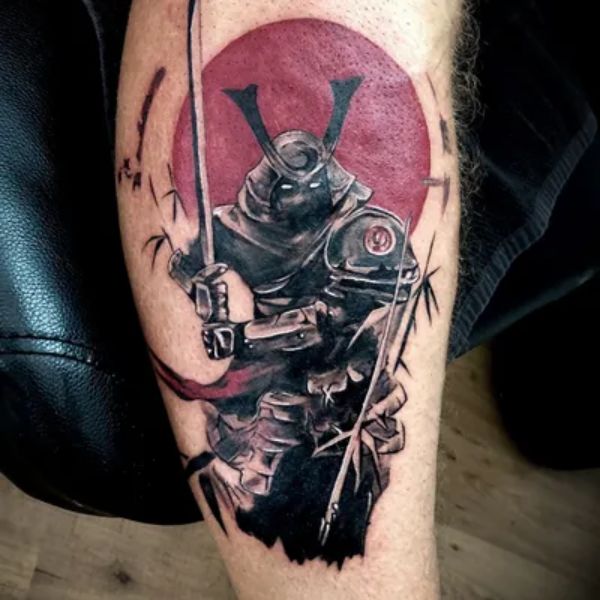 Tattoo samurai chân đẹp