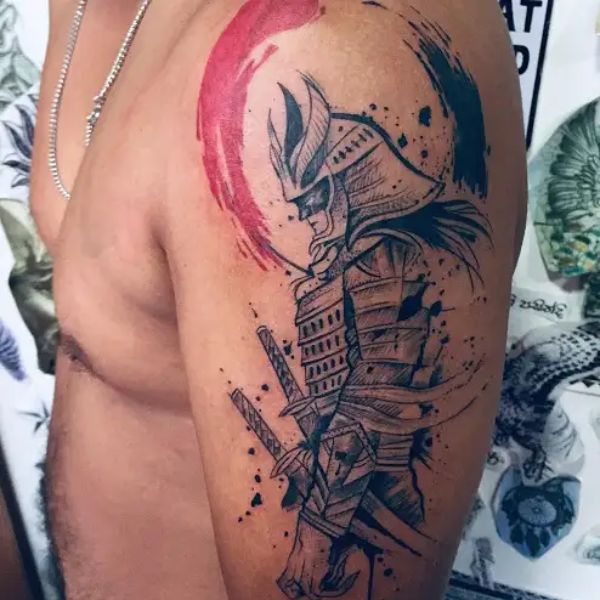Tattoo samurai ở bắp chân