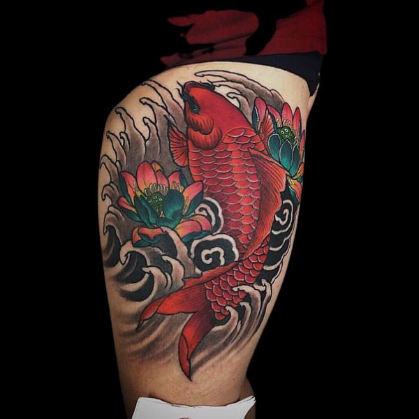 Ý nghĩa tattoo con cá chép hoa sen
