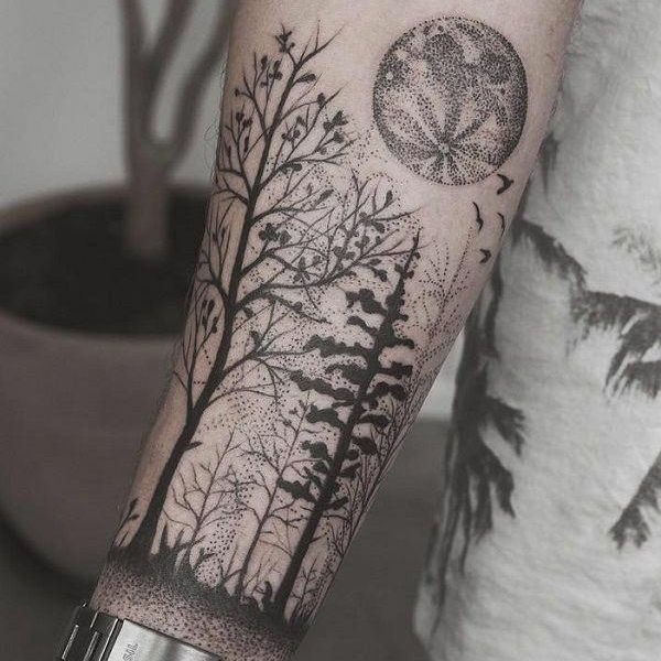 Tattoo cánh tay cánh rừng