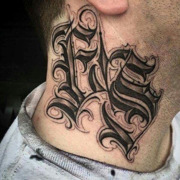 Tattoo chữ ở cổ chất cho nam