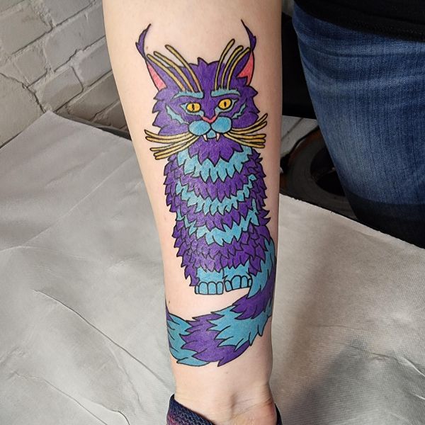 tattoo con cái mèo rất đẹp ở tay