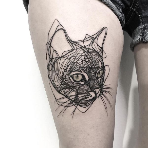 Tattoo con cái mèo đơn giản