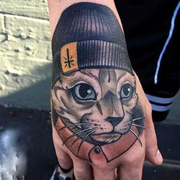 Tattoo con cái mèo hiphop