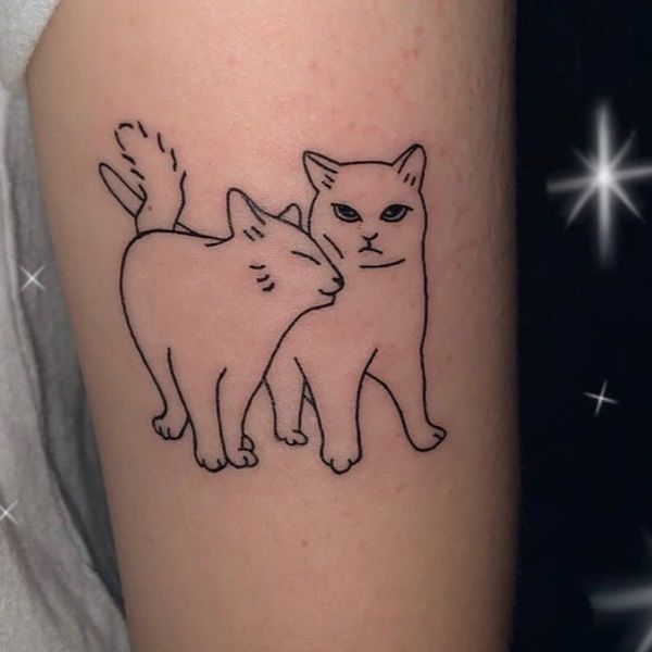 tattoo con mèo ở bắp tay