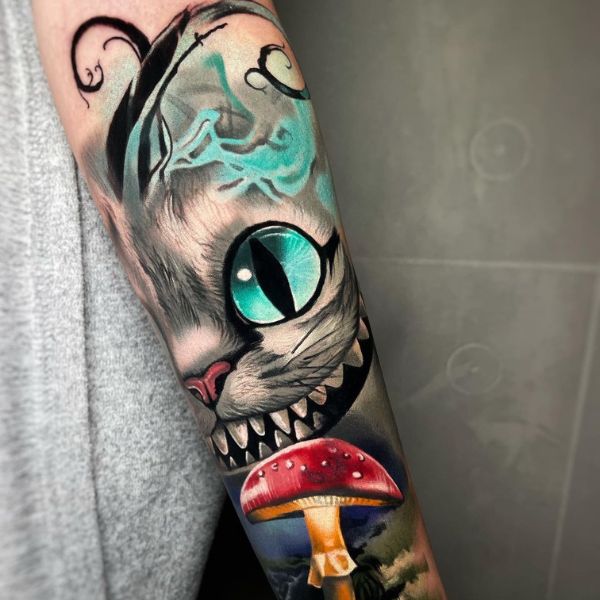 Tattoo con mèo ở cánh tay đẹp