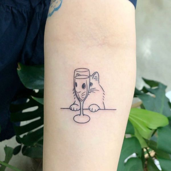 Tattoo con cái mèo ở tay