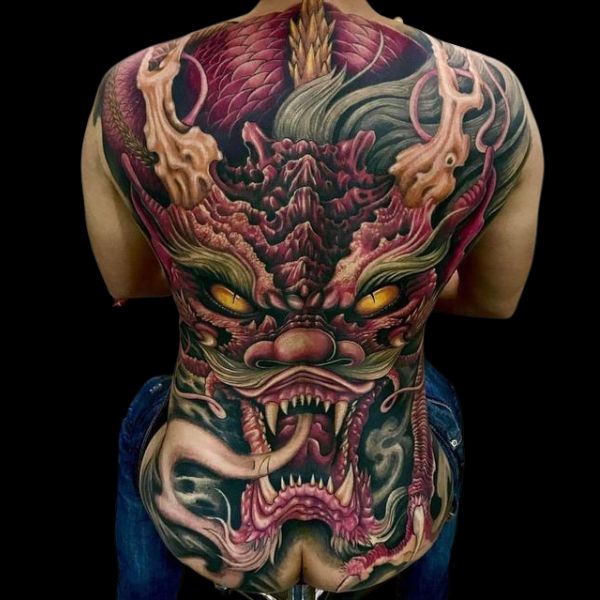 Tattoo đầu rồng kín lưng đẹp