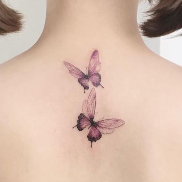 Tattoo đẹp cho nữ ở lưng bươm bướm