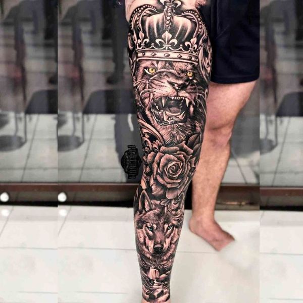 Tattoo full chân âu lục đẹp