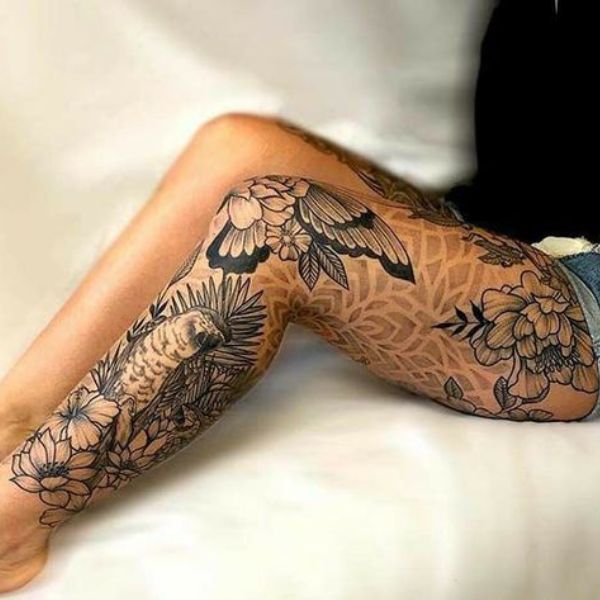 Tattoo full chân nữ giới âu lục đẹp