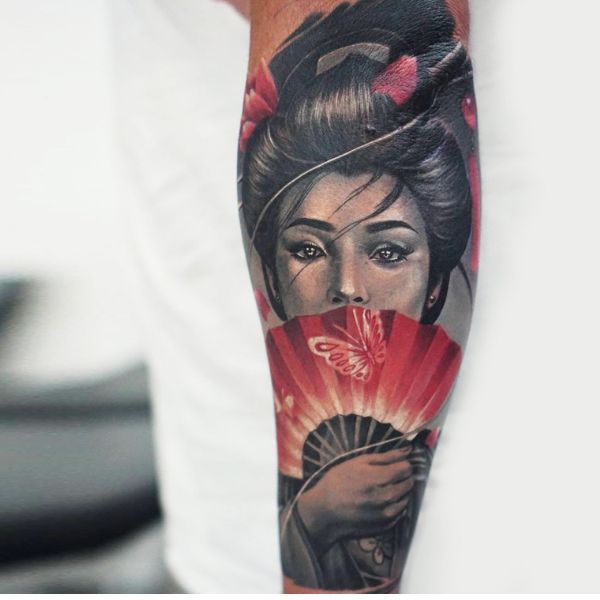 Tattoo geisha full cánh tay