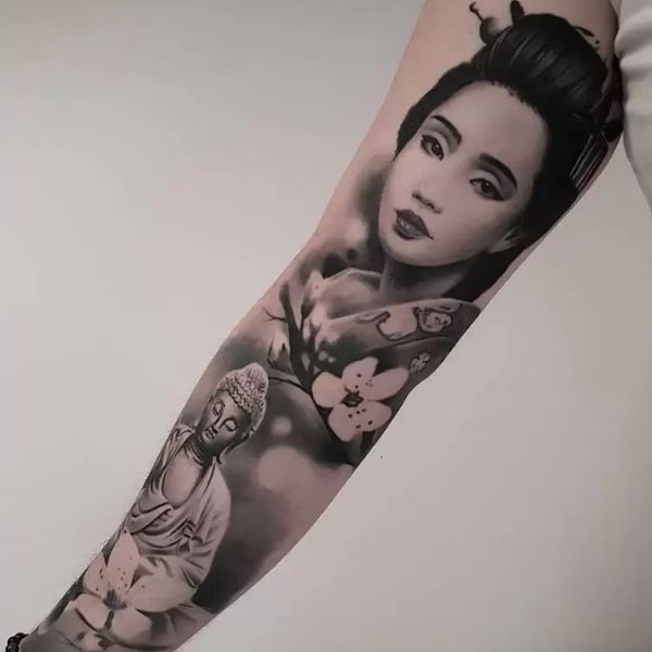 Tattoo geisha full tay