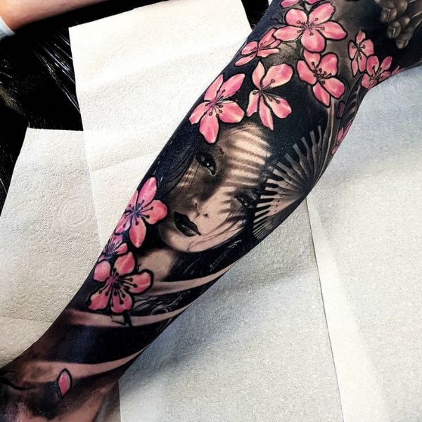 Tattoo geisha hoa đào