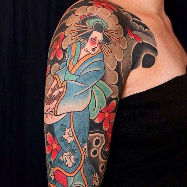 Tattoo geisha kín bắp tay đẹp