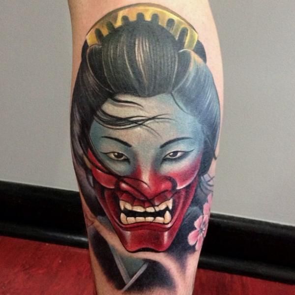 Tattoo geisha mặt nạ quỷ
