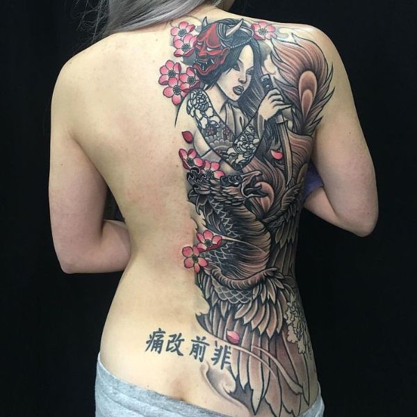 Tattoo geisha nửa lưng siêu đẹp