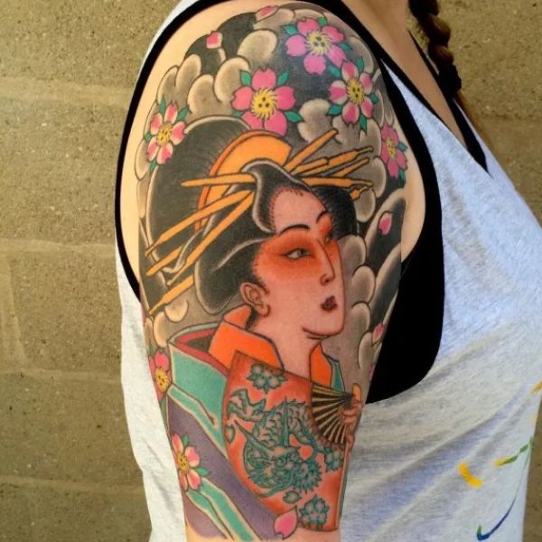 Tattoo geisha siêu đẹp cho nam