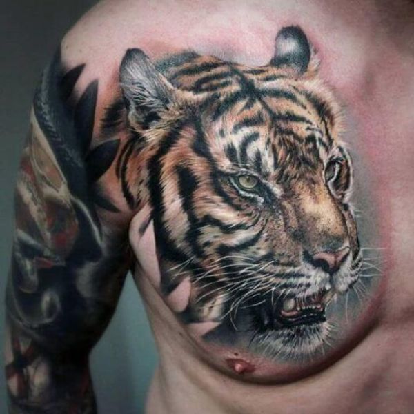 Tattoo hổ ở ngực nam