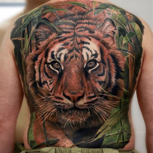 Tattoo hổ vằn xinh đẹp full lưng