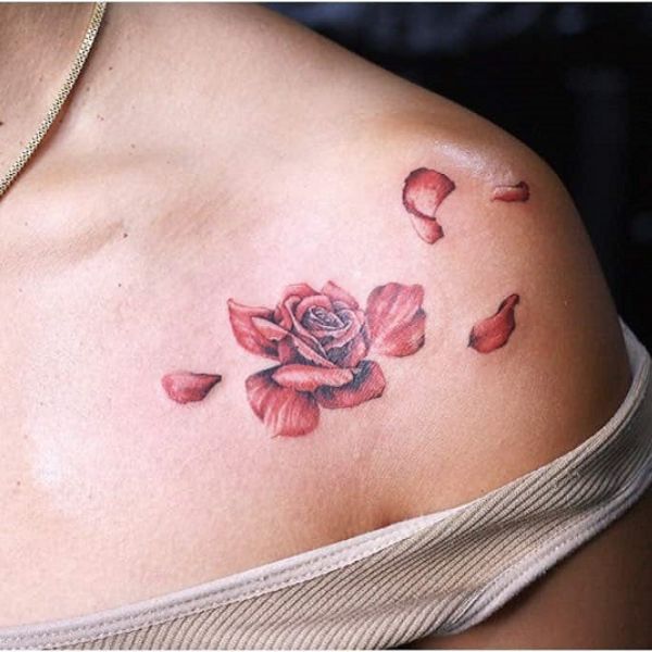 Tattoo huê hồng đỏ
