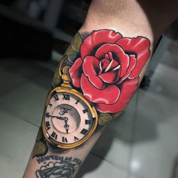 Tattoo hoa hồng full chân
