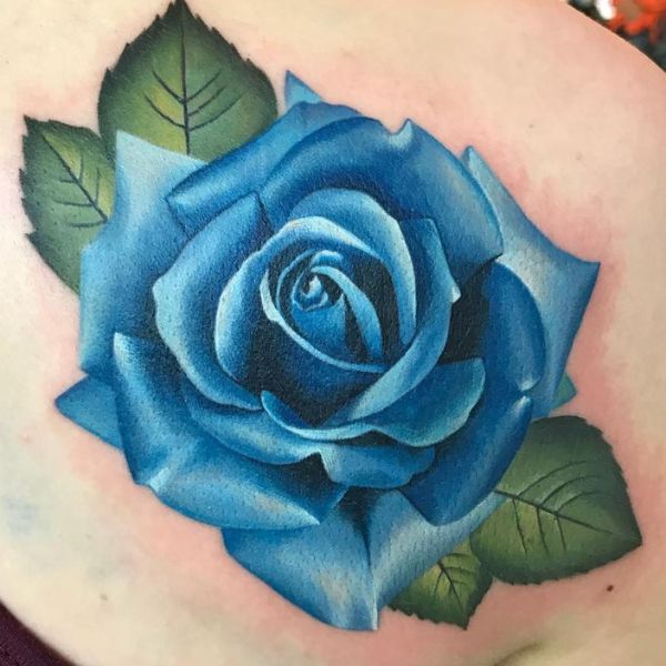 Tattoo hoa hồng xanh