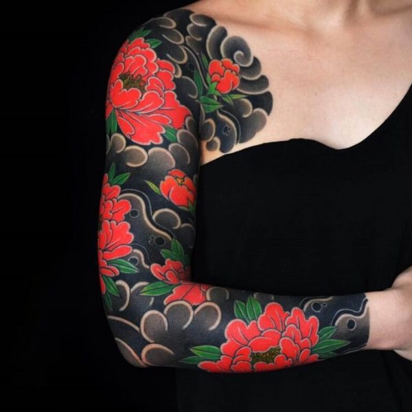 Tattoo hoa khuôn đơn nhật cổ