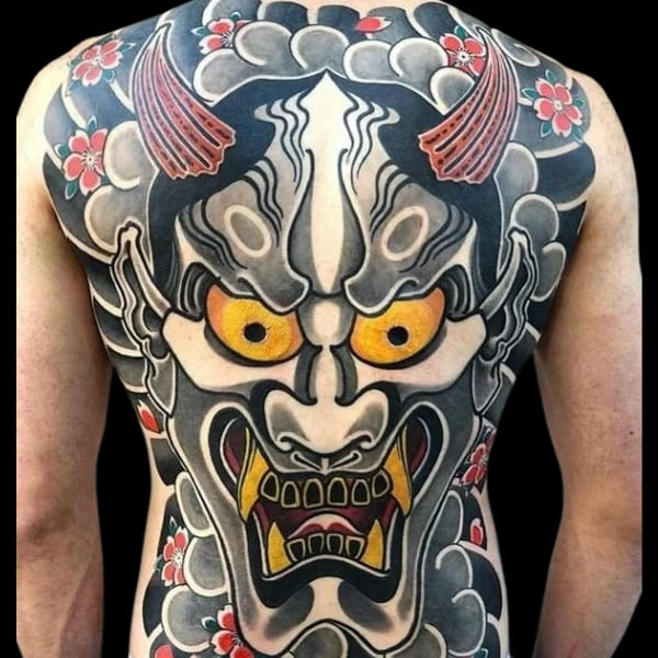  Tattoo mặt mũi quỷ kín sườn lưng nhật cổ