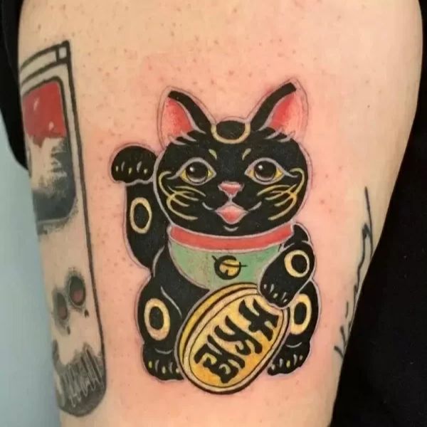 Tattoo mèo thần tài mini đẹp chất lượng