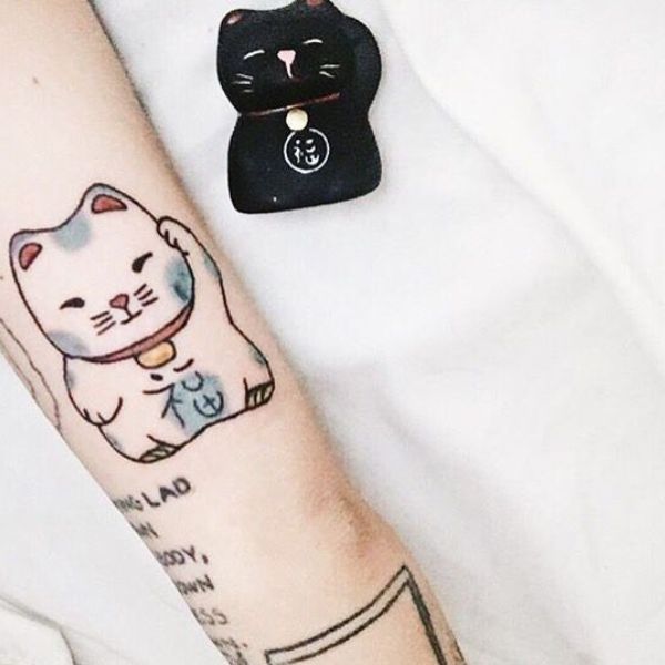 Tattoo mèo thần tài mini nhật bản