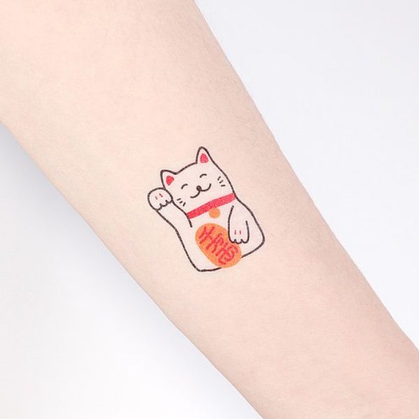 Tattoo mèo thần tài mini siêu đáng yêu dễ dàng thương