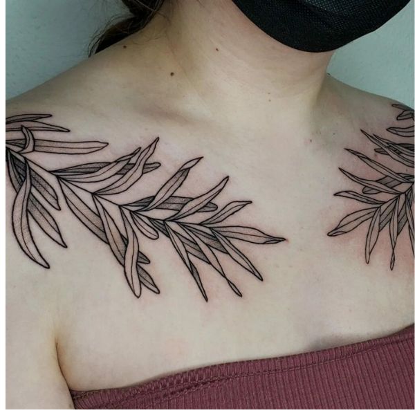 Tattoo ở ngực cho tới phái nữ nhánh cây đẹp