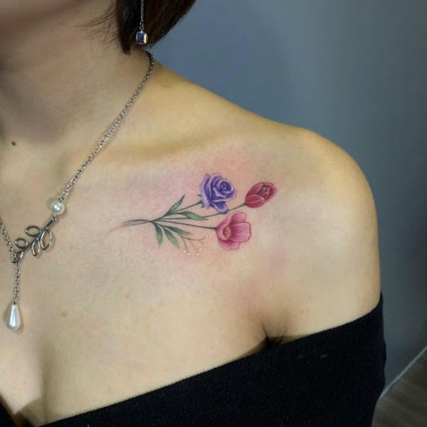Tattoo ở ngực cho tới phái nữ tam hoa