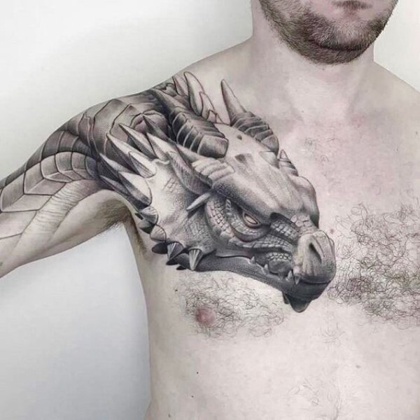 Tattoo rồng vắt vai châu âu