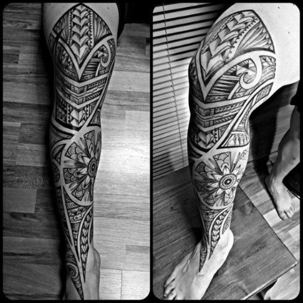 Tattoo samurai bắp chân