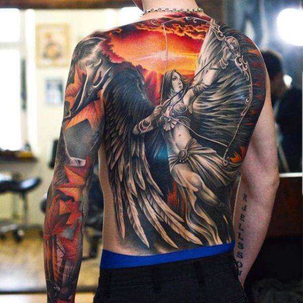 Tattoo thiên thần ánh lửa