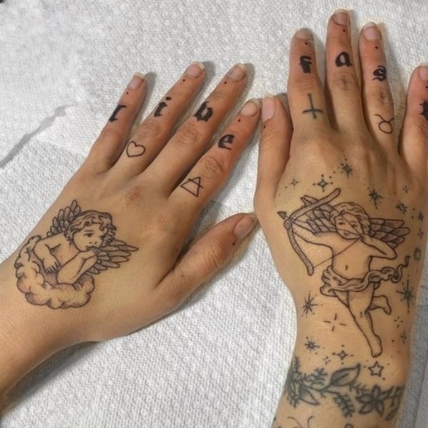 Tattoo thiên thần ở bàn tay đẹp