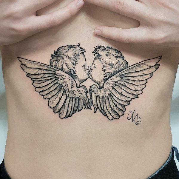 Tattoo thiên thần ở ngực
