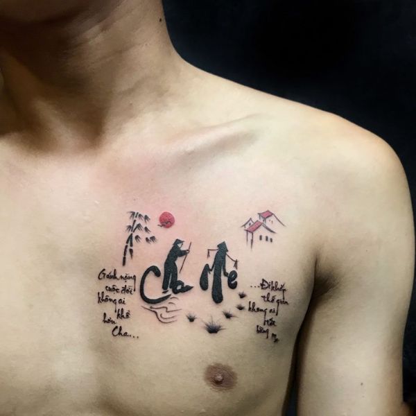 Tattoo trước ngực cha mẹ