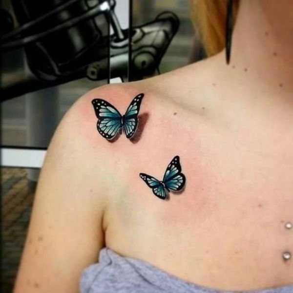 Tattoo trước ngực con bướm