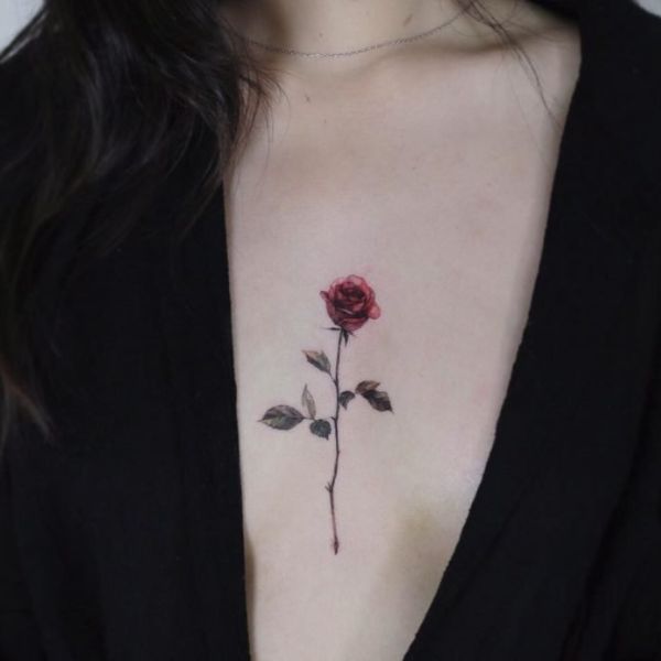 tattoo trước ngực hoa siêu đẹp