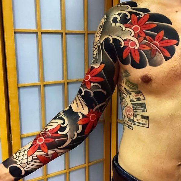 Hình xăm full tay Nhật cổ samurai  GÀ CON TATTOO UY TÍN TẠO NÊN THƯƠNG  HIỆU