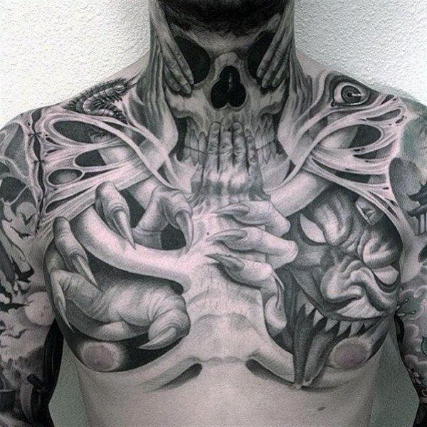 Tattoo 3d ở ngực đẹp