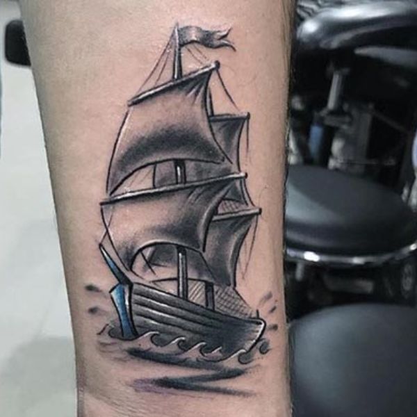 Tattoo 3d thuyền buồm