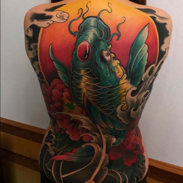 Tattoo cá chép mặt quỷ đẹp cho nam