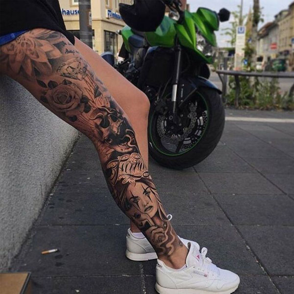 Tattoo chân nam hoa siêu đẹp